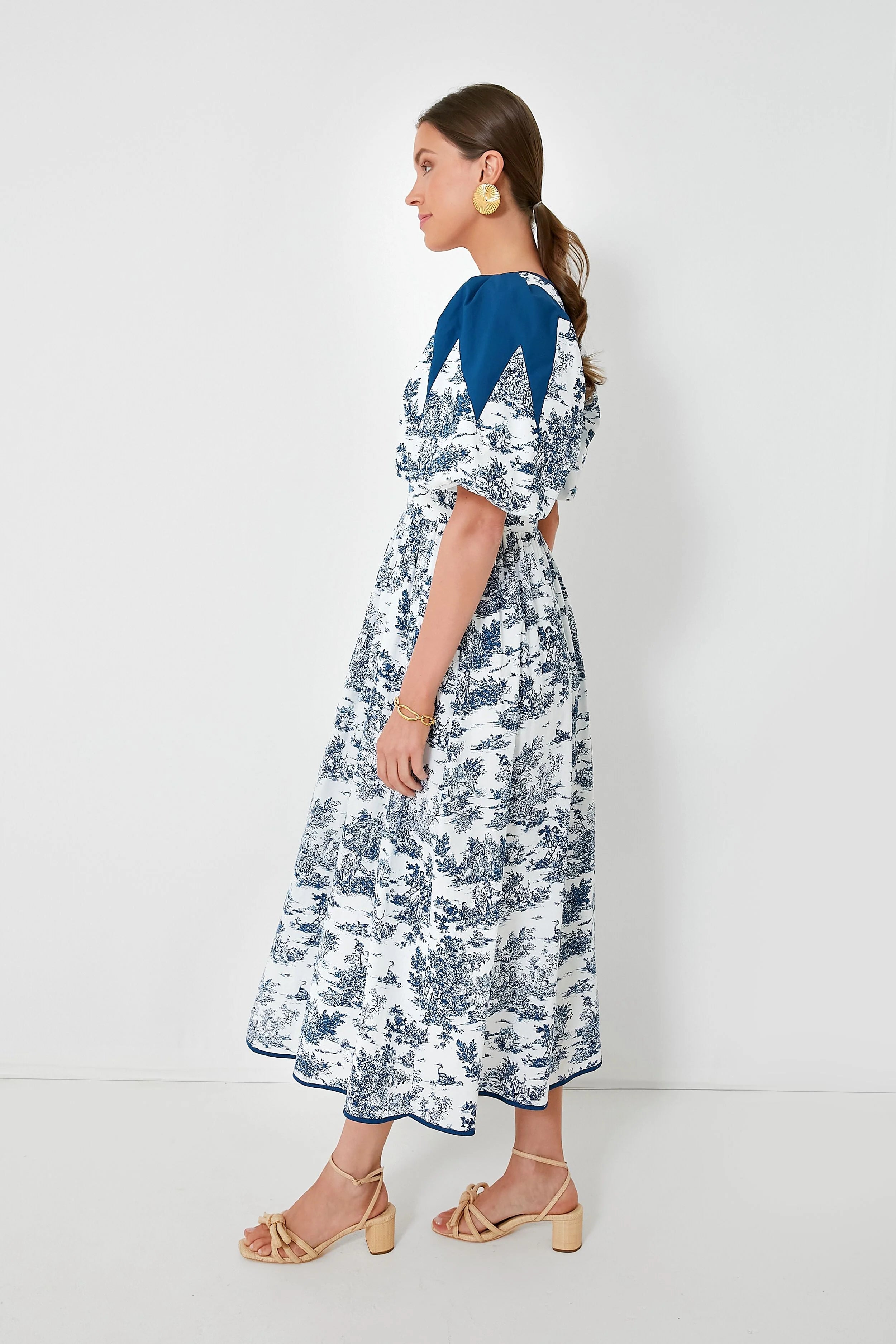 Blue Toile Reynolds Midi Dress