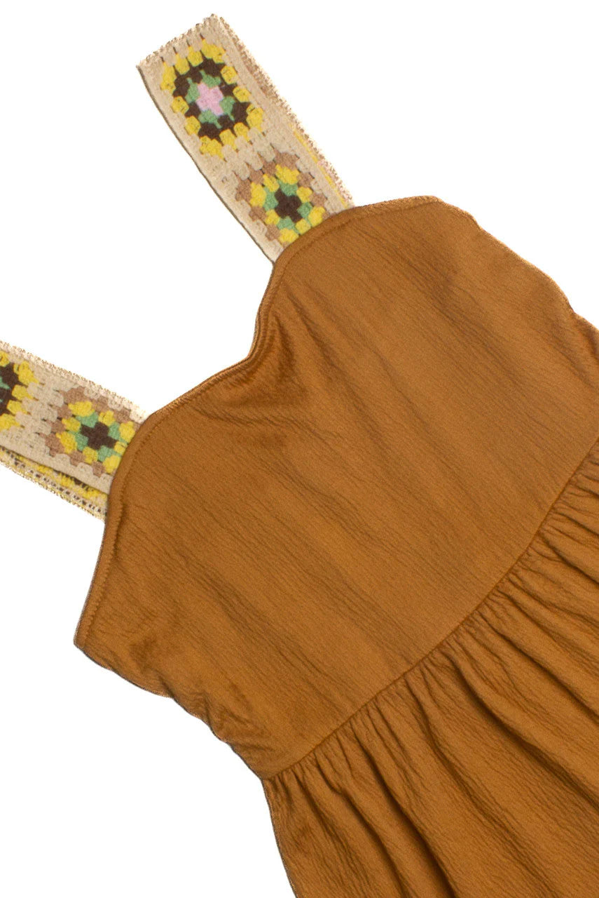 Copper Crochet Strap Dress