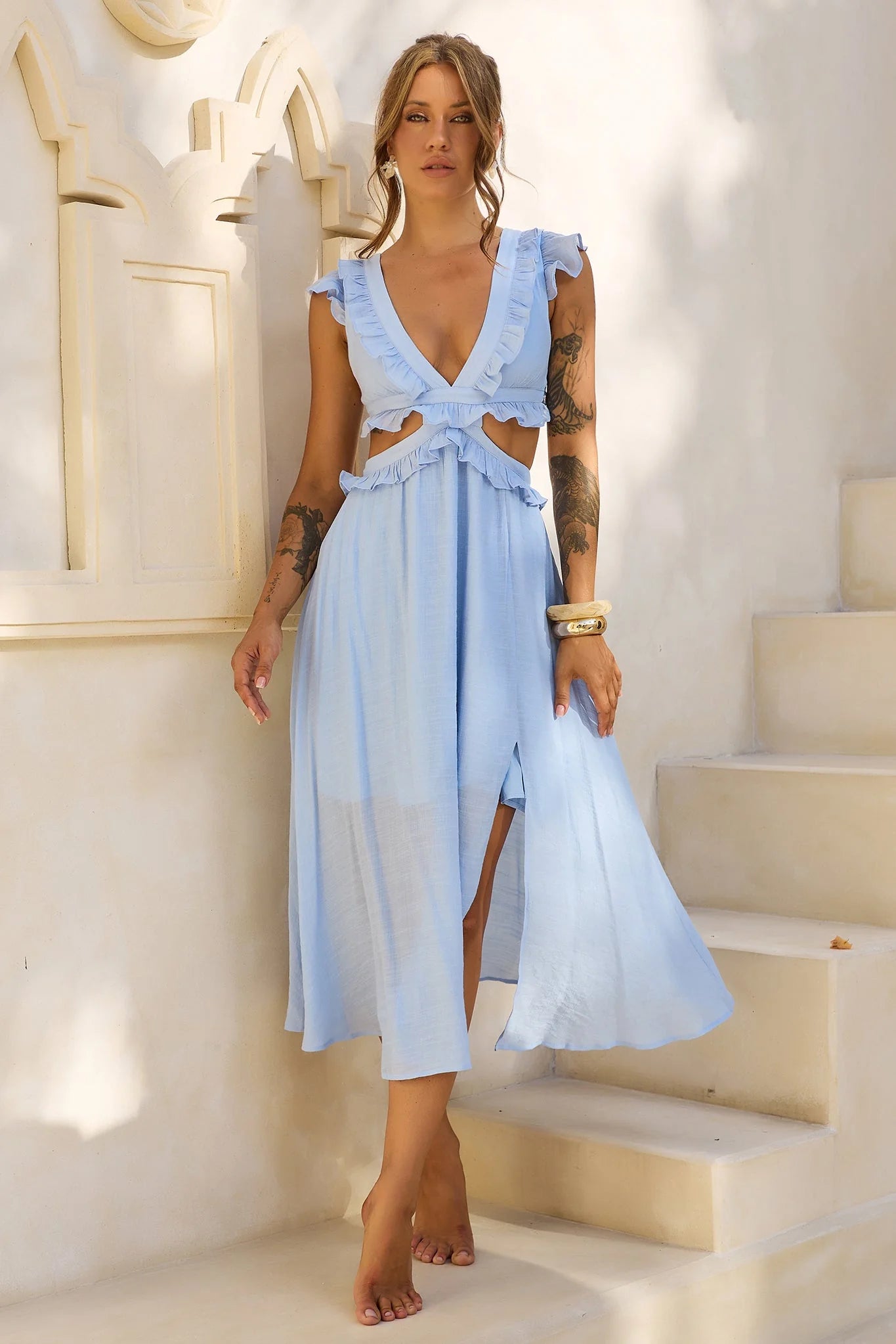 Gaining Ground Midi Dress - Steel Blue