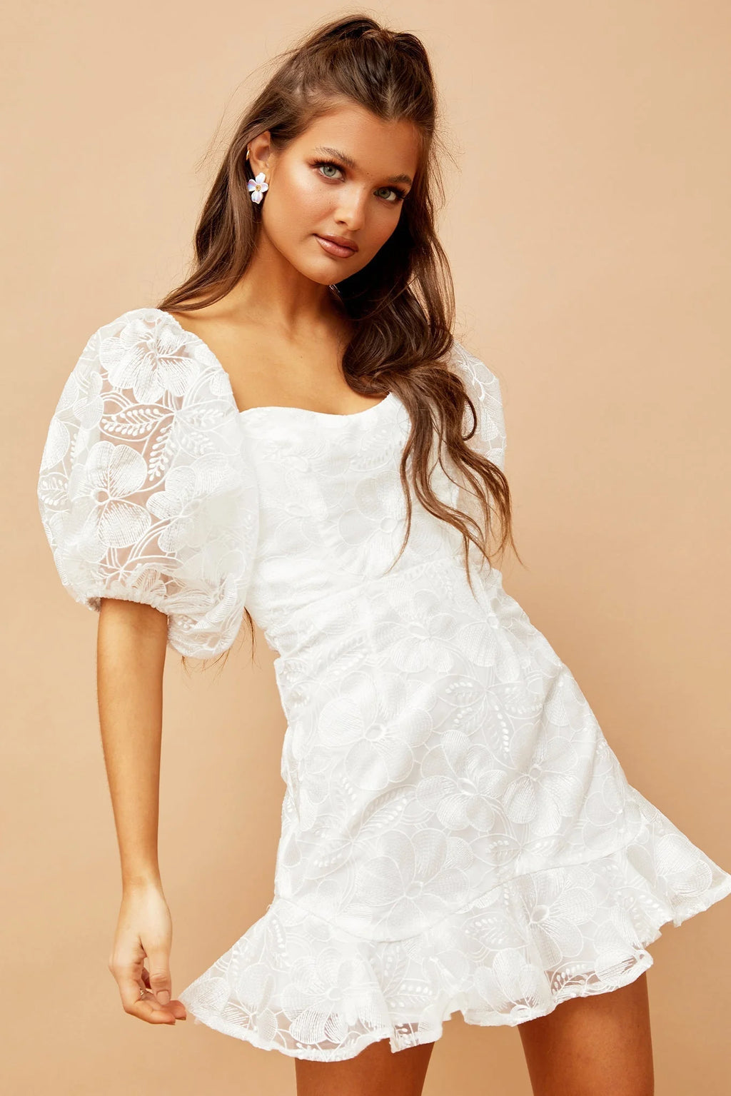 Clarissa Lace Mini Dress - White