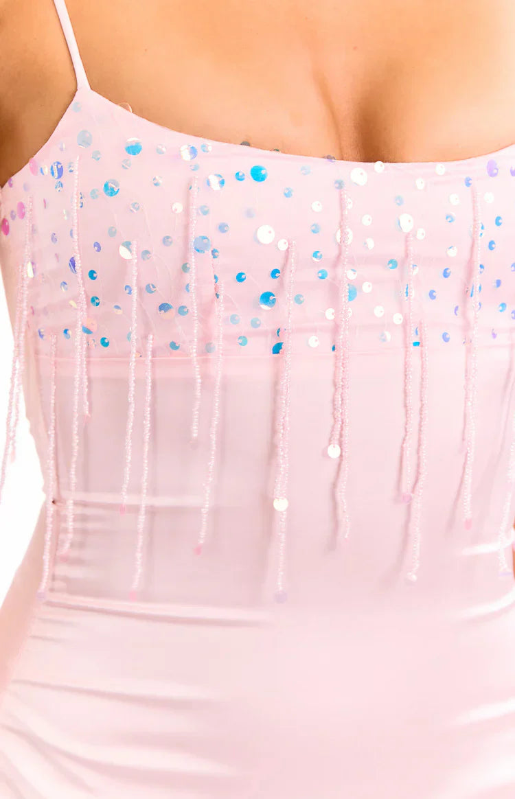Keane Light Pink Party Mini Dress