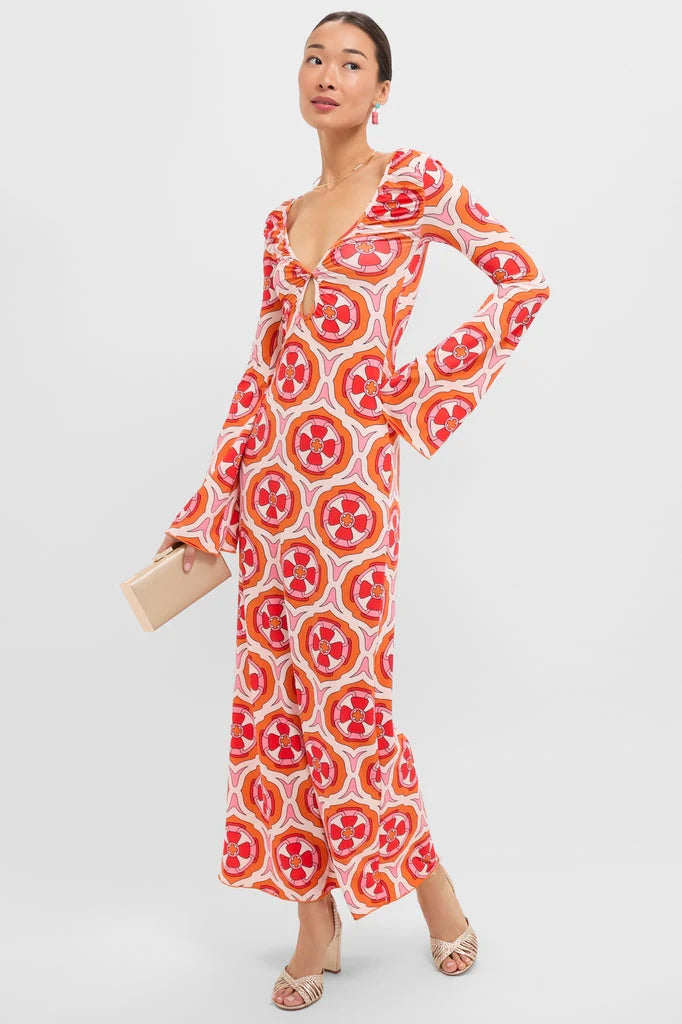 Pink Retro Radiance Diana Bell Maxi Dress