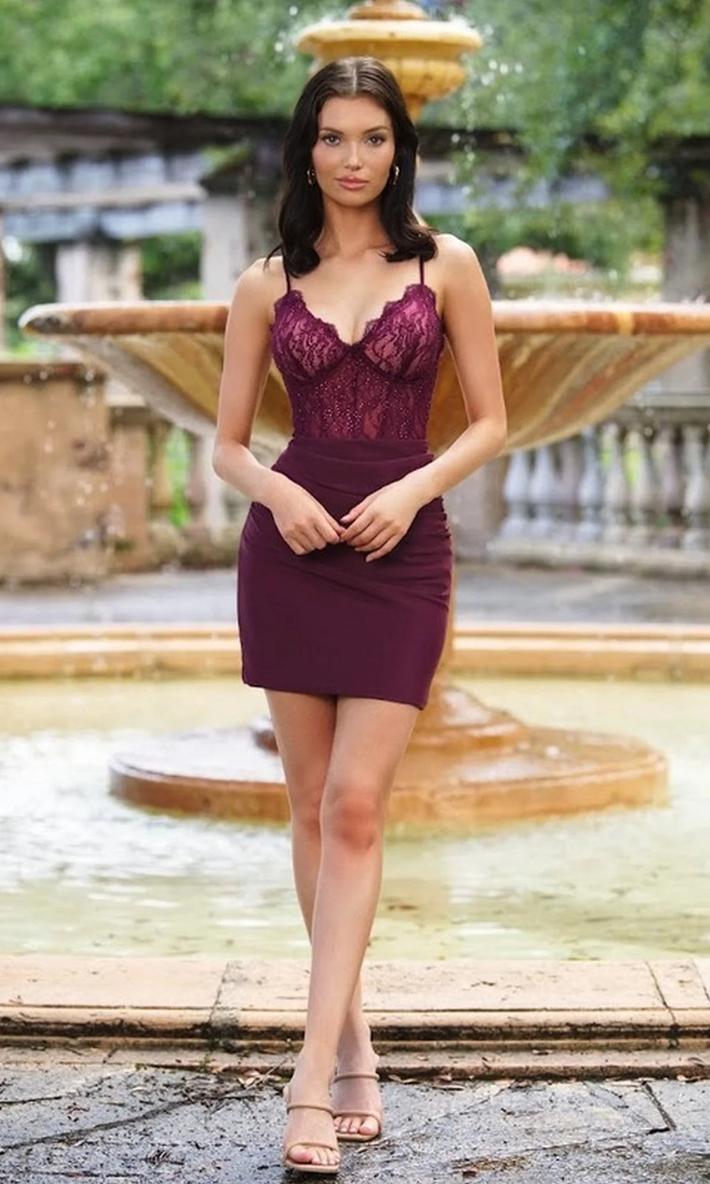 Misha by Velvi Mini Dress with Lace Bodice