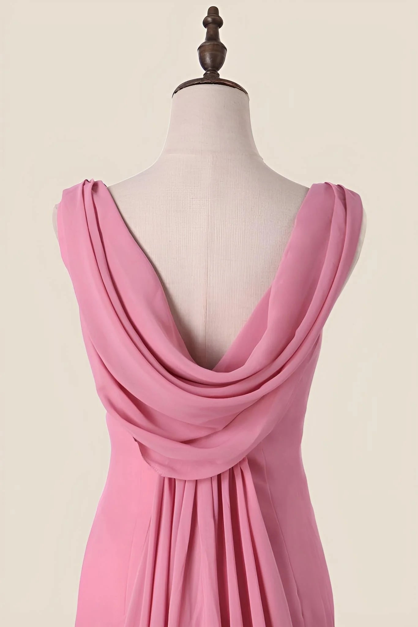 V Neck Blush Pink Chiffon Long Party Dress
