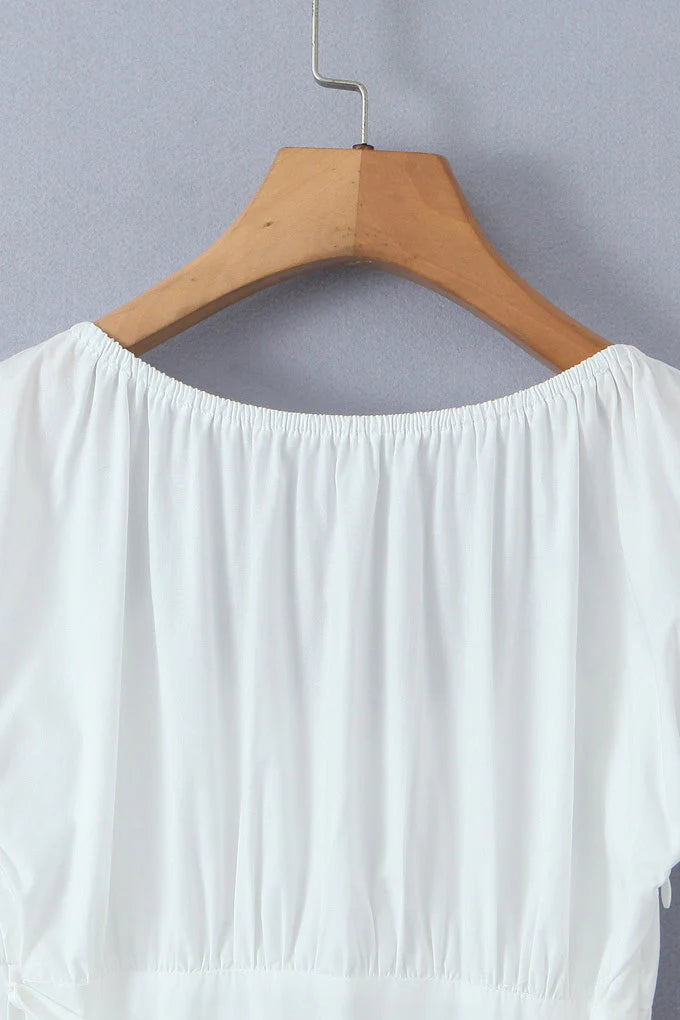 White Lace Patchwork Cotton Short Dress