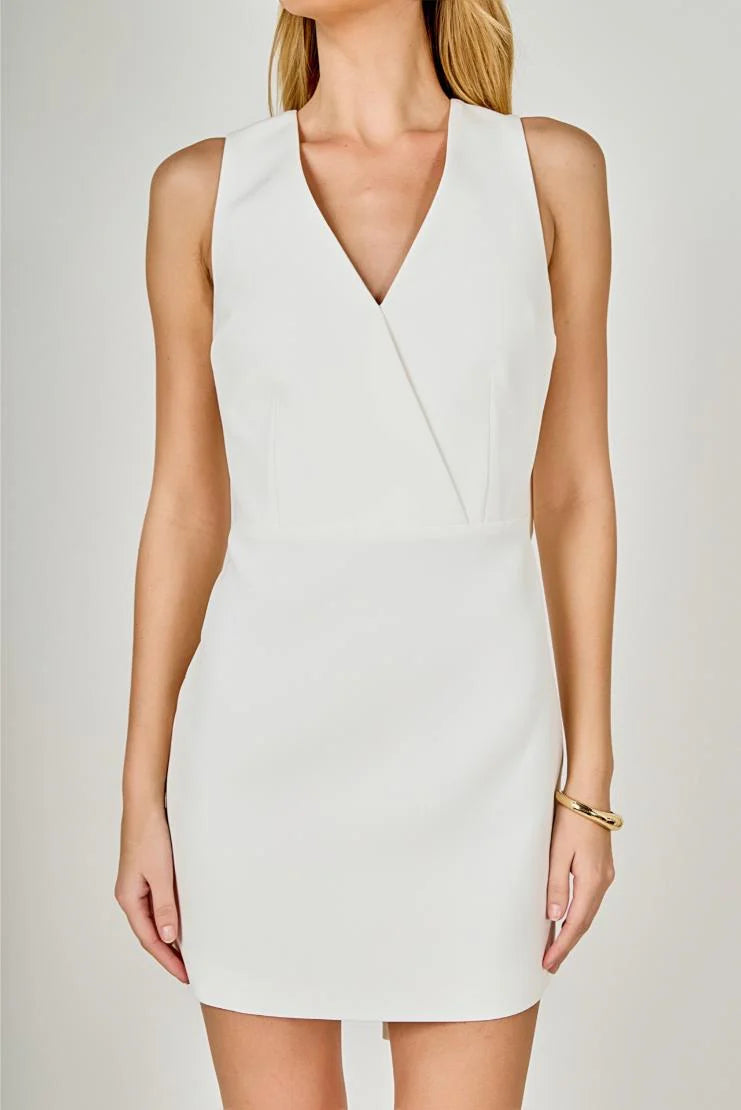 Gizelle Back Bow Mini Dress - Ivory