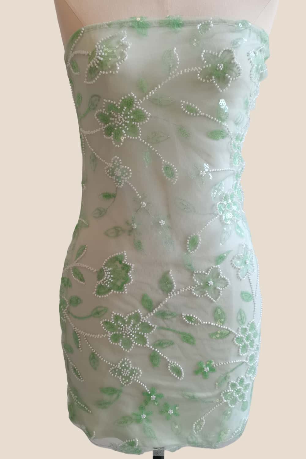 Strapless Purple Beaded Flowers Tight Short Dress