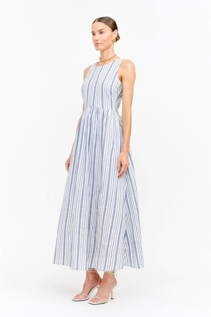 Liz Striped Linen Midi Dress