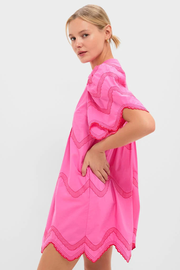 Hot Pink with Red Embroidery Weston Mini Dress