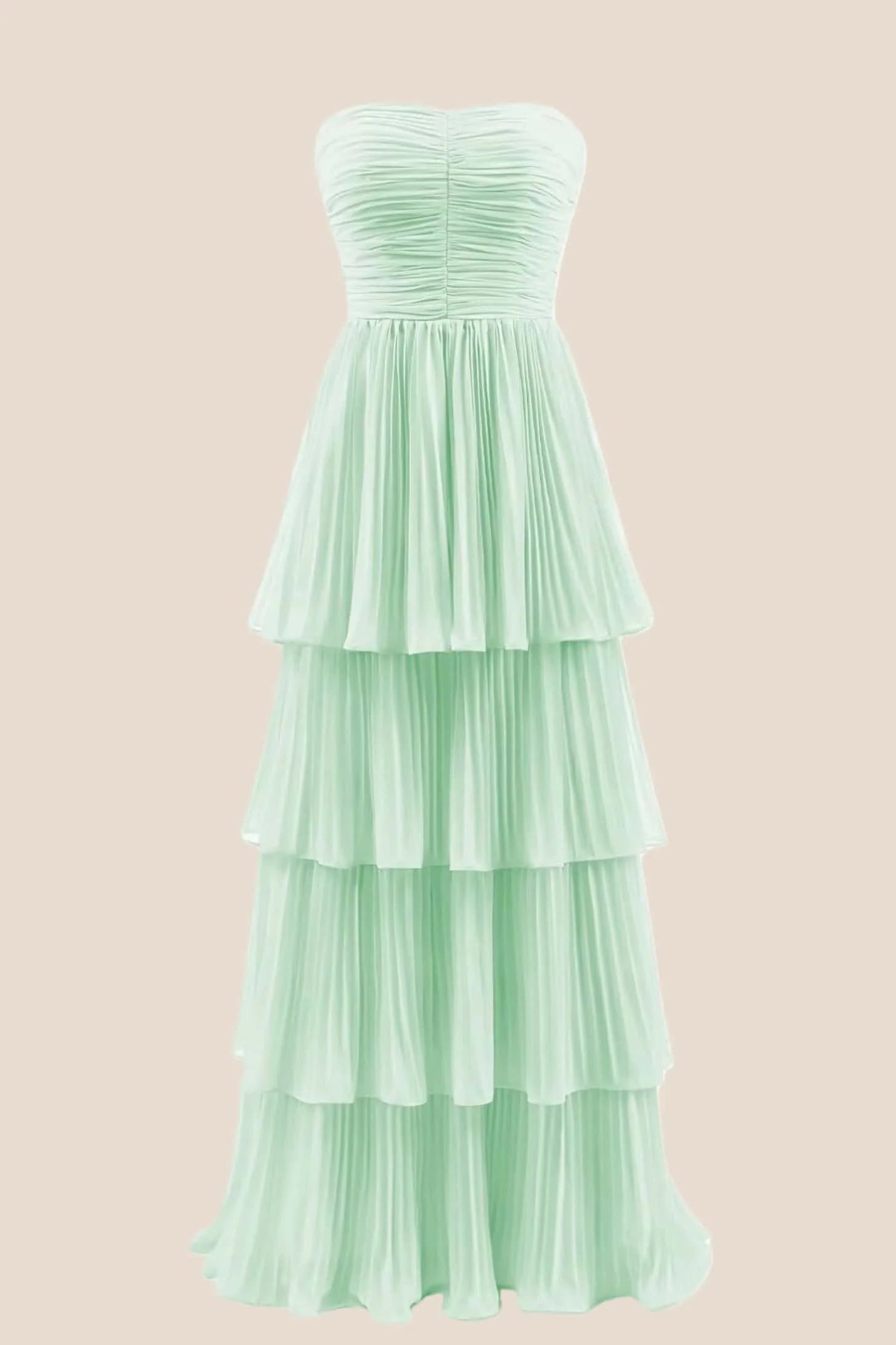 Hot Pink Chiffon Pleated A-line Tiered Maxi Dress