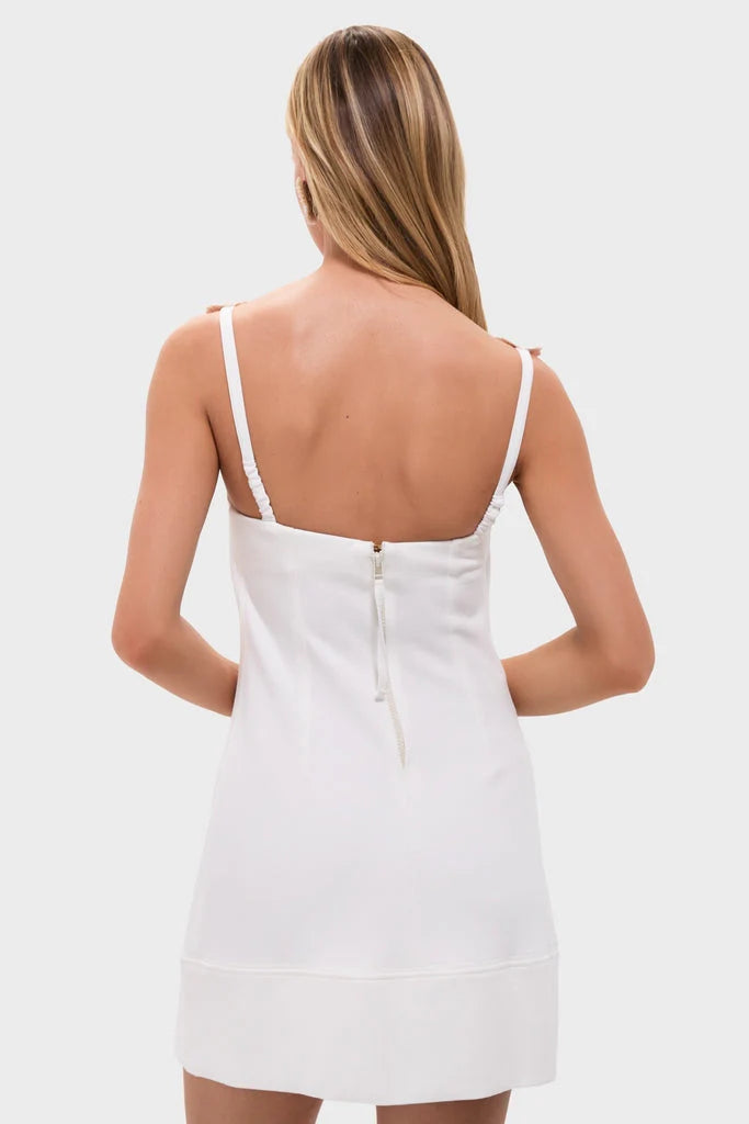 Off White Embroidered Mini Dress