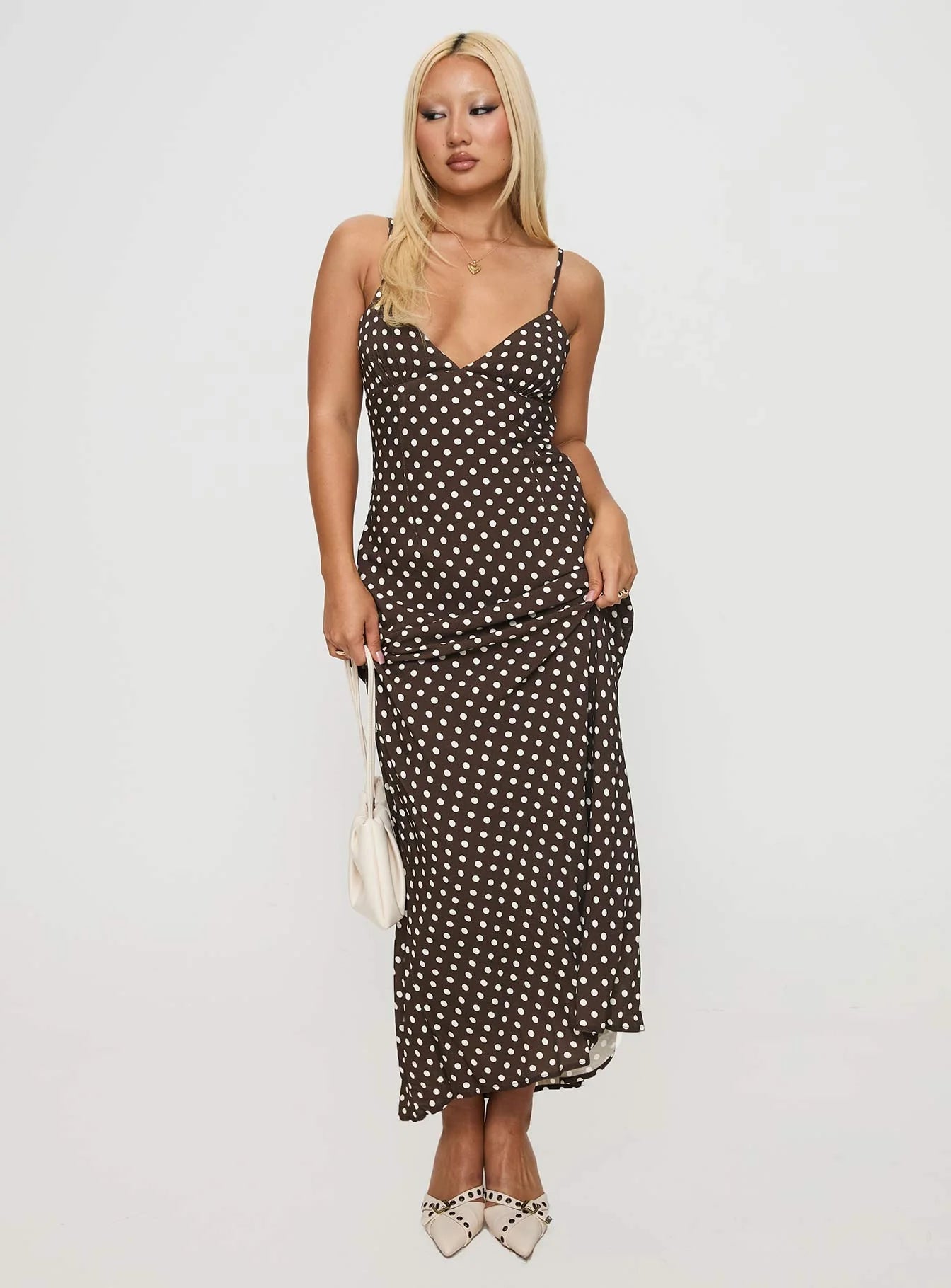 Jorjana Maxi Dress Brown / White Polka Dot