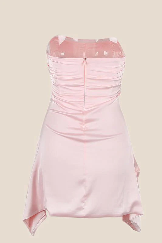 Strapless Grey Ruched Short Homecoming Dress