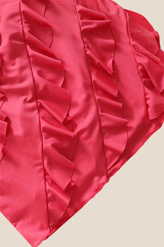 Strapless Pink Ruffled Bodycon Short Dress