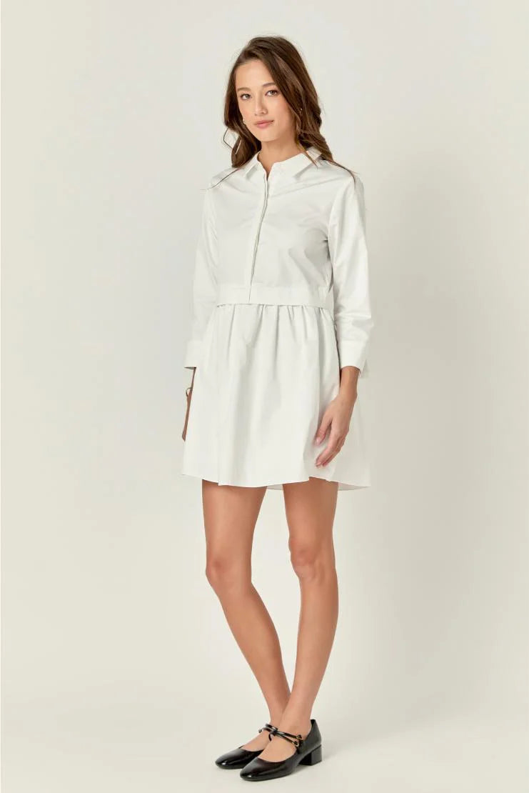 Georgie Collared Button Up Shirt Dress - White