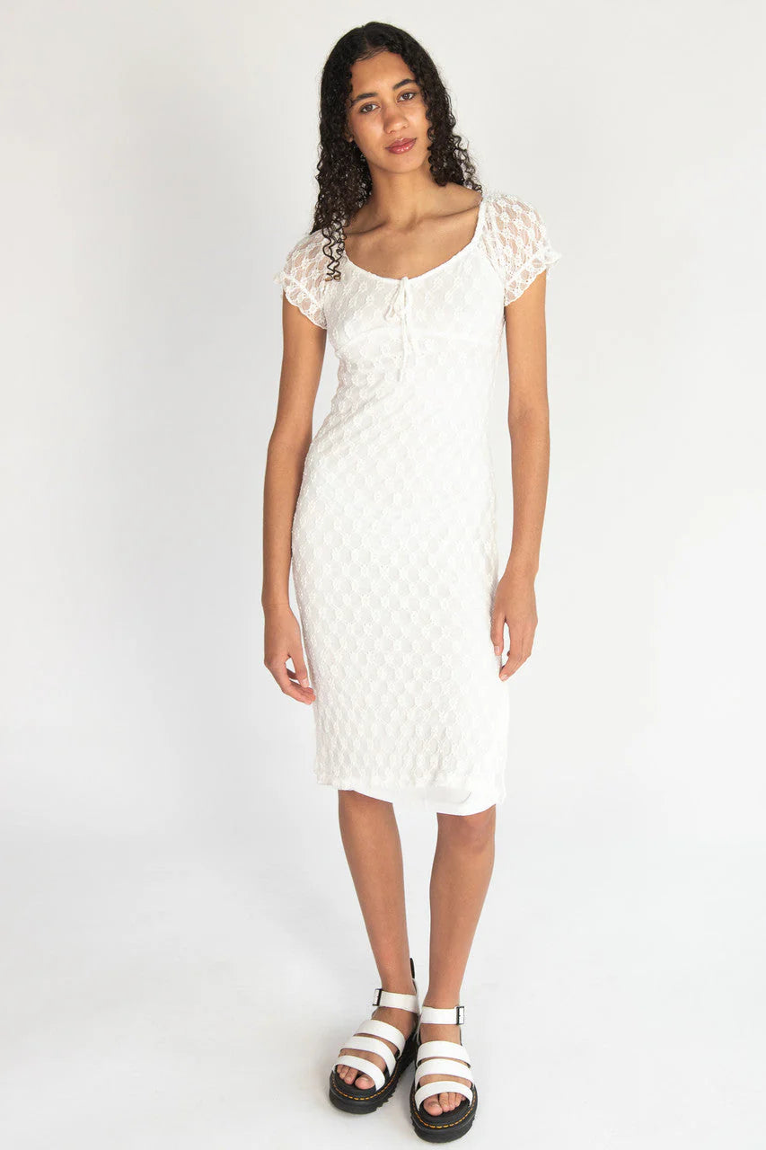 Floral Lace Sweetheart Midi Dress
