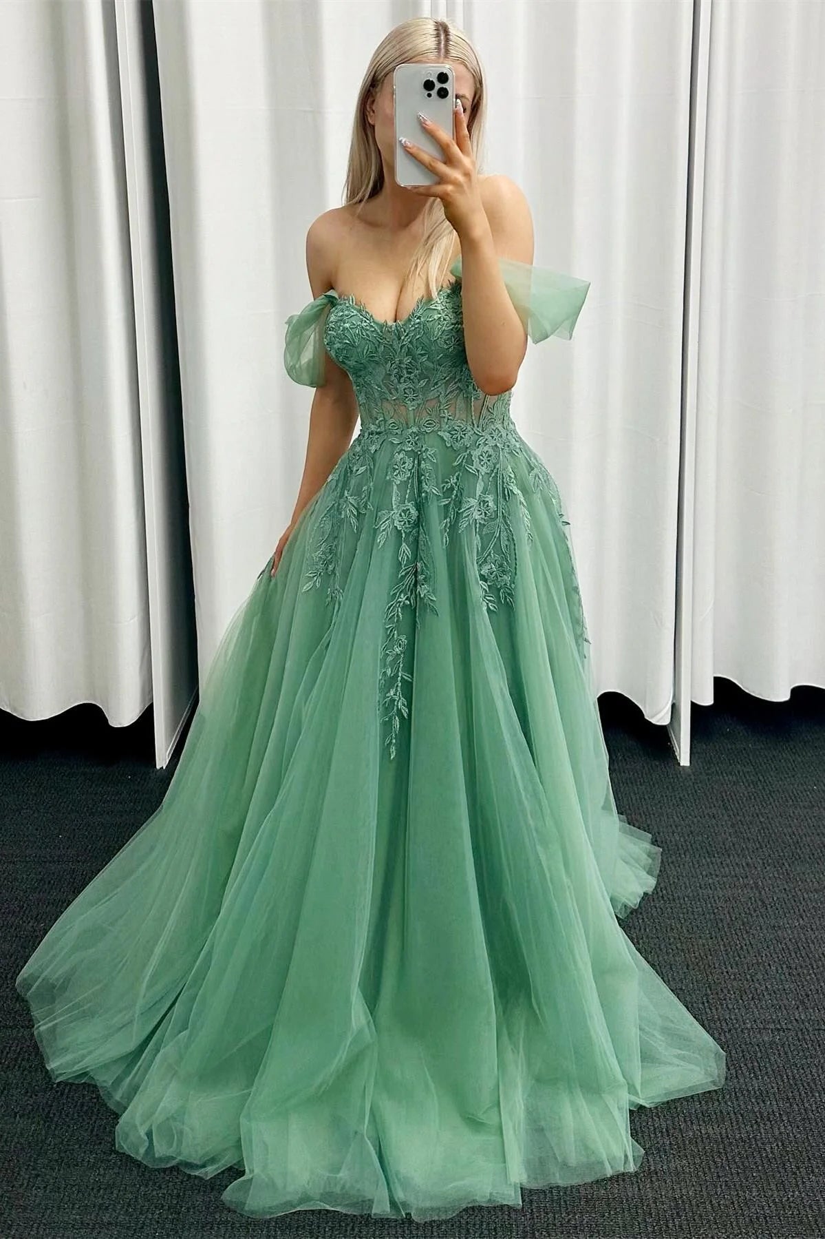 Yellow Floral Embroidery Strapless A-line Formal Dress