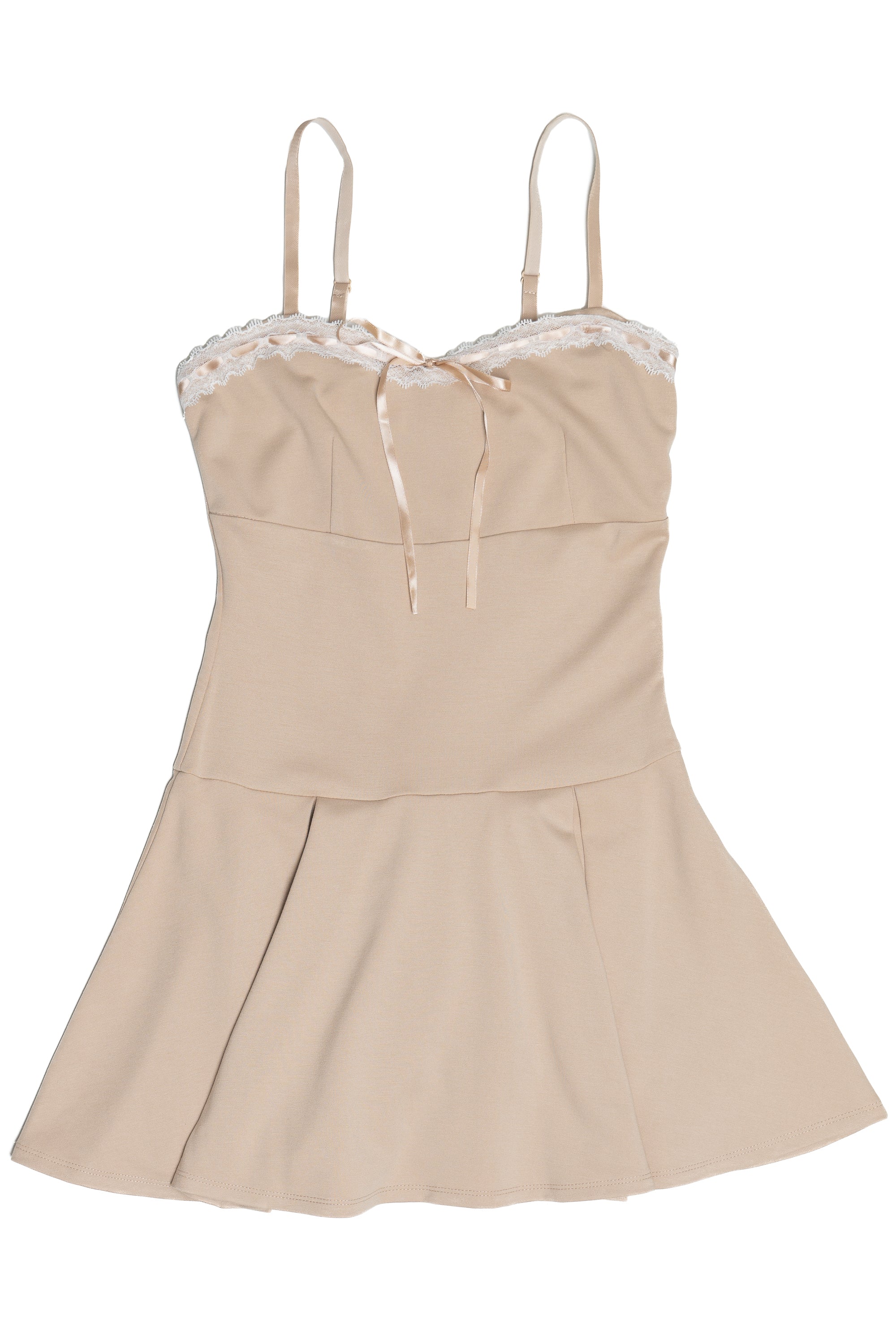 Pleated Drop Waist Romper Dress