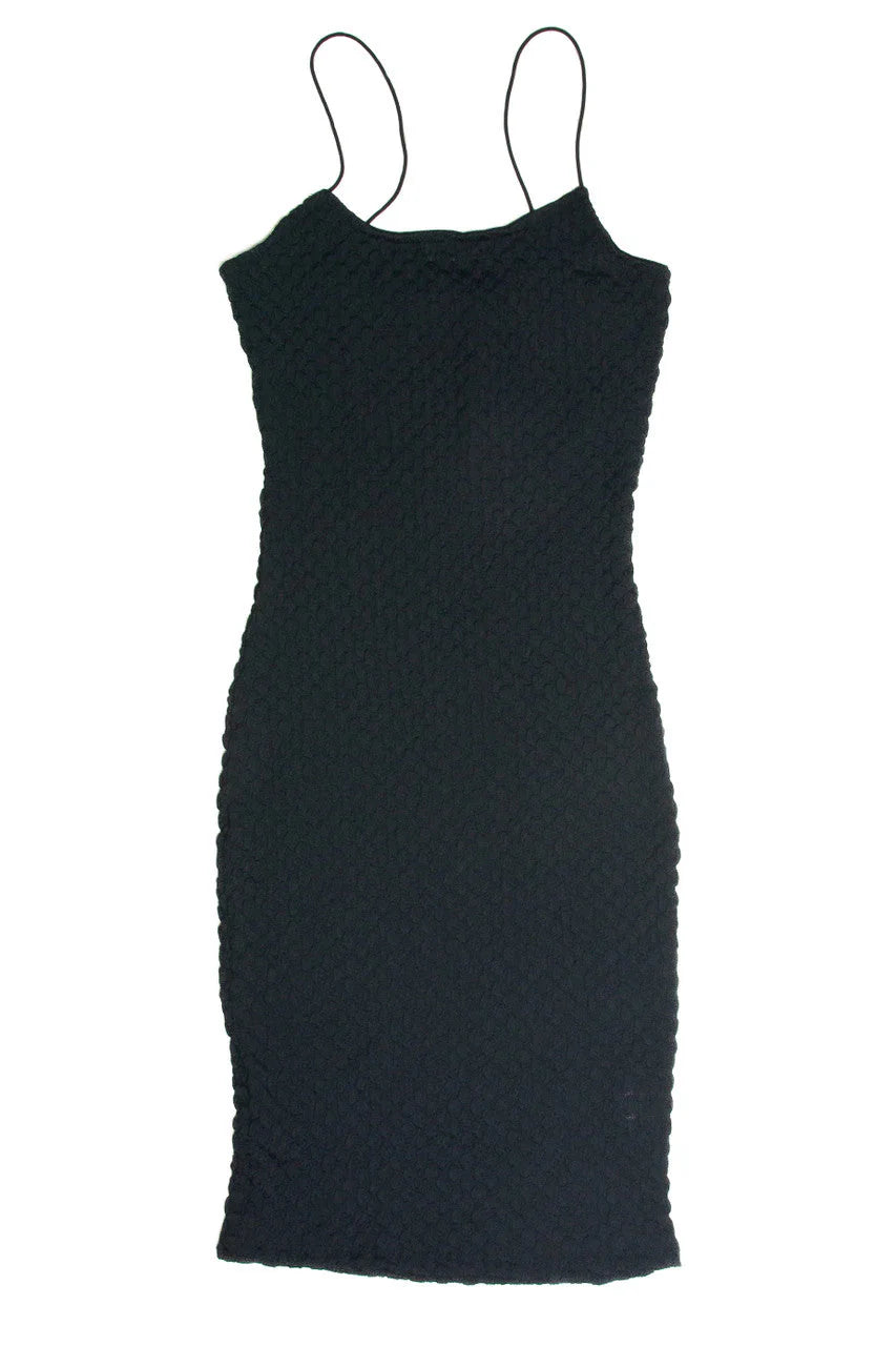 Black Bubble Knit Cami Dress