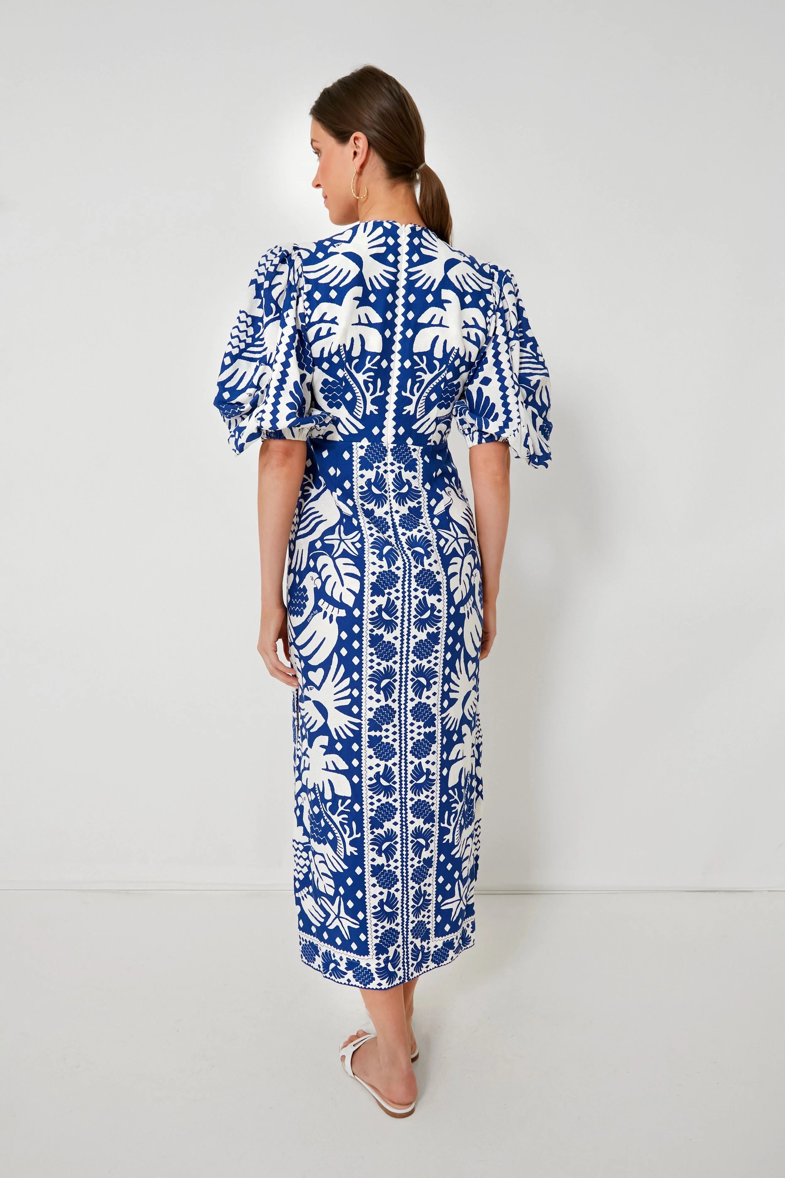 Jungle Scarf Navy Midi Dress