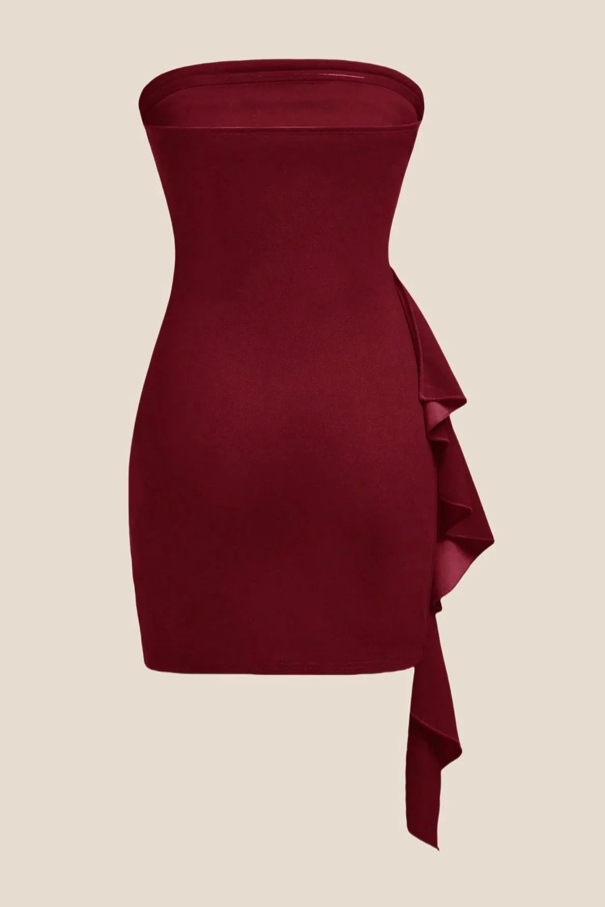 Strapless Red Bodycon Short Dress with Train