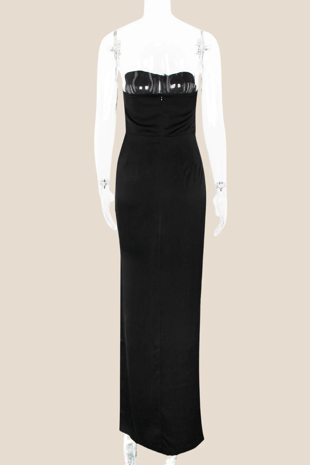 Strapless Red Ruched Long Dress with Slit