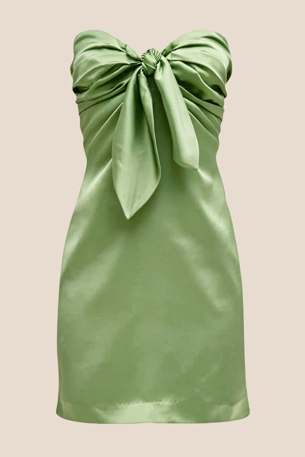 Strapless Yellow Tie Front A-line Short Dress