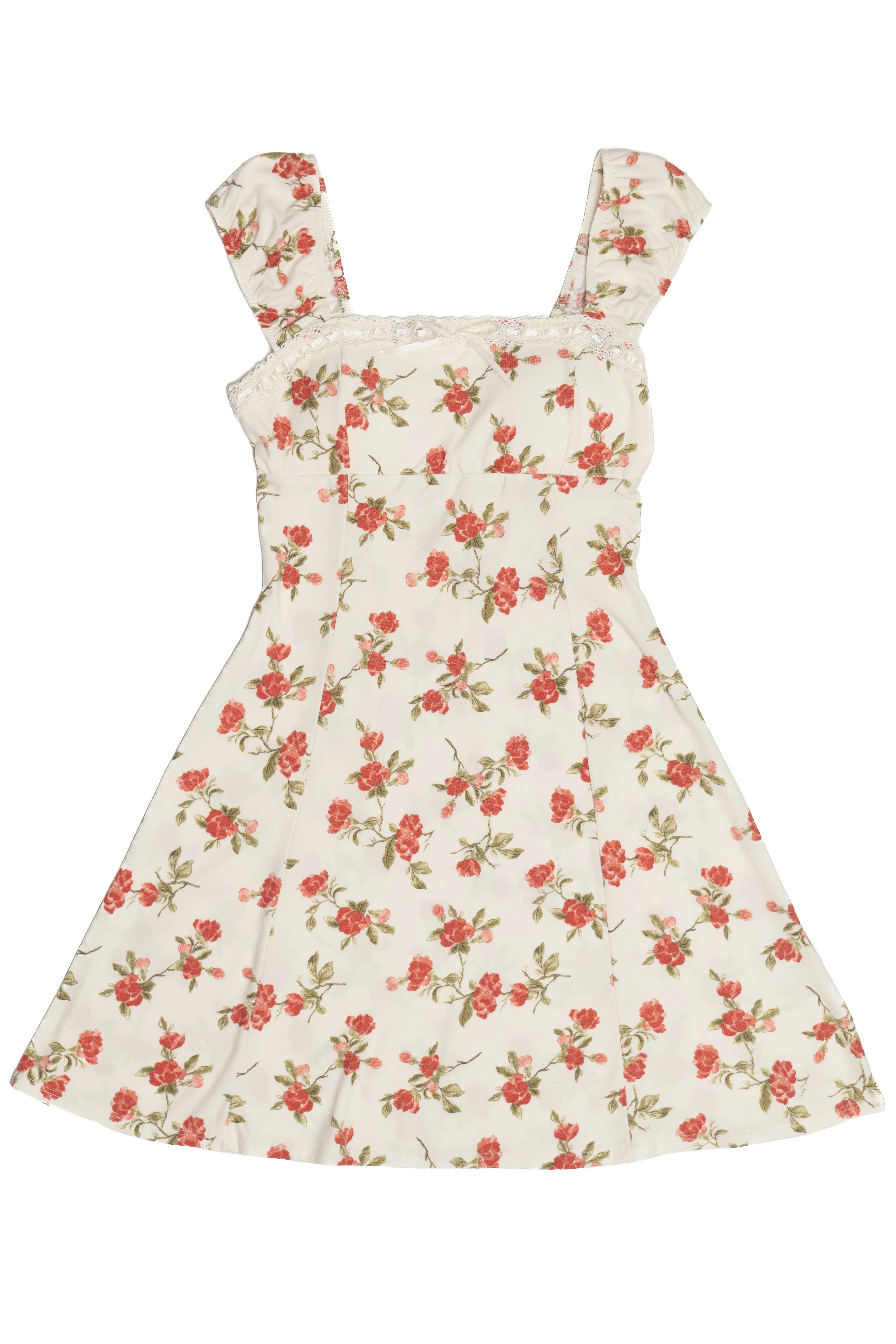 Floral Lace Trim Mini Dress