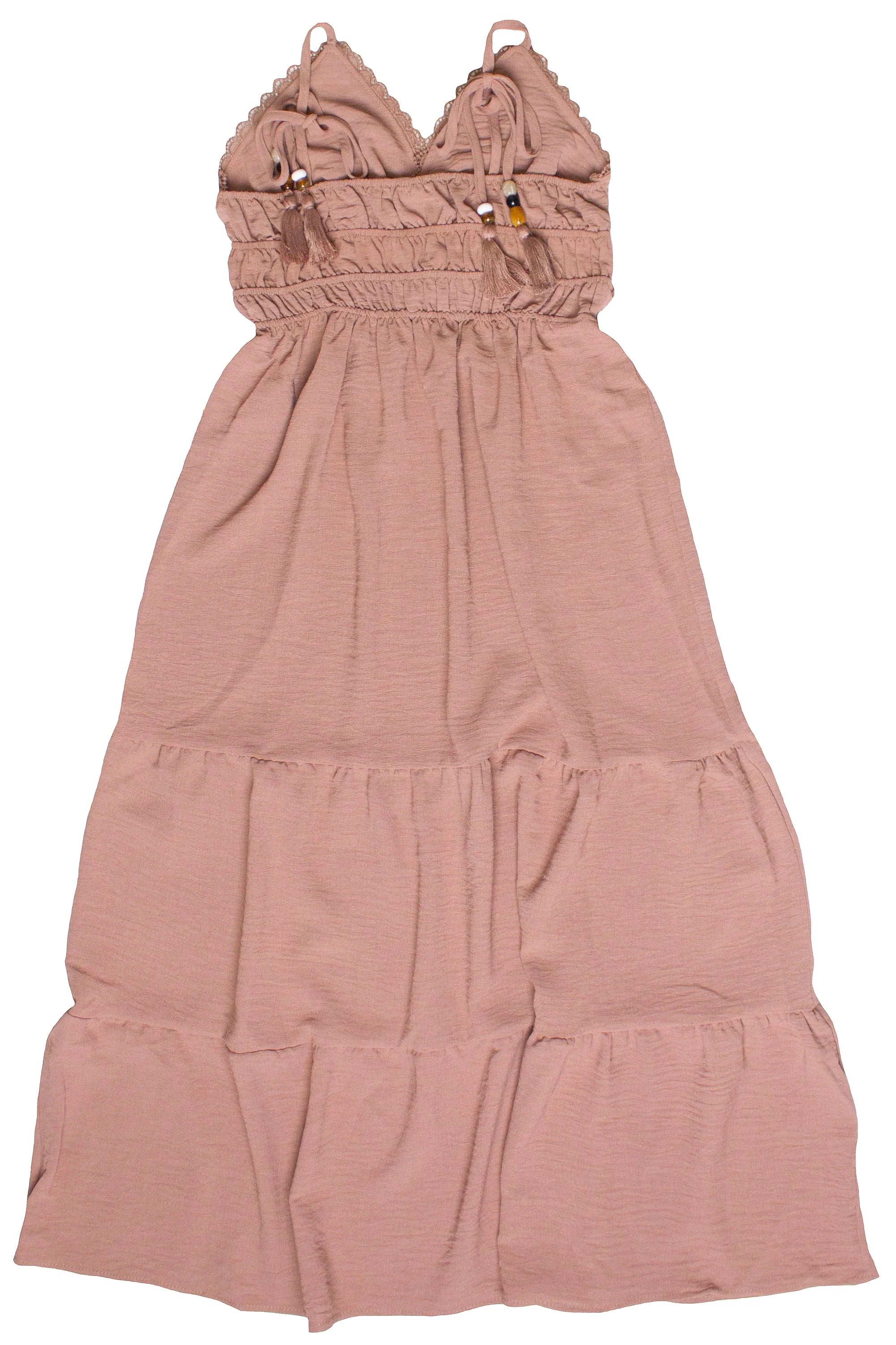 Beaded Tie Straps Maxi Dress