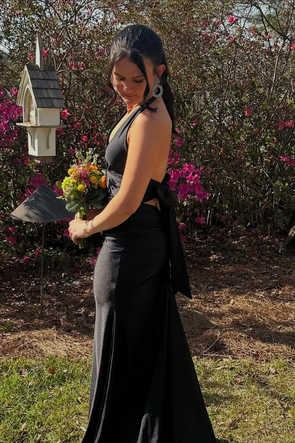 Halter Sage Fitted Long Formal Dress