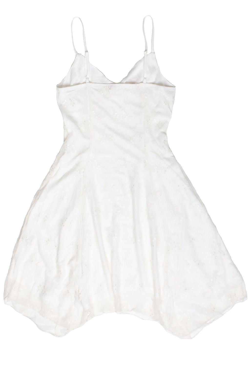 Floral Mesh Lace Hanky Hem Mini Dress
