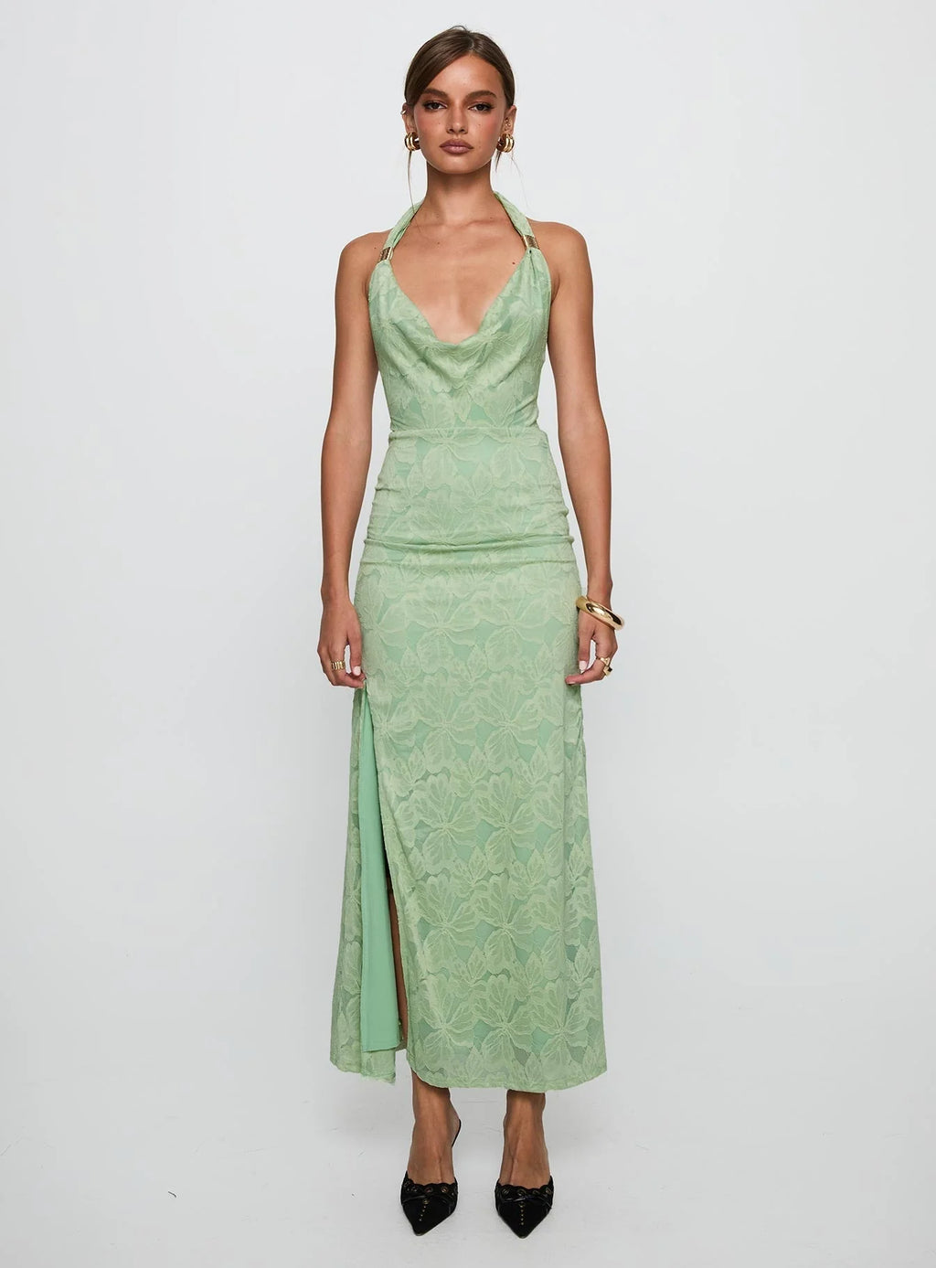 Starfall Halter Maxi Dress Sage