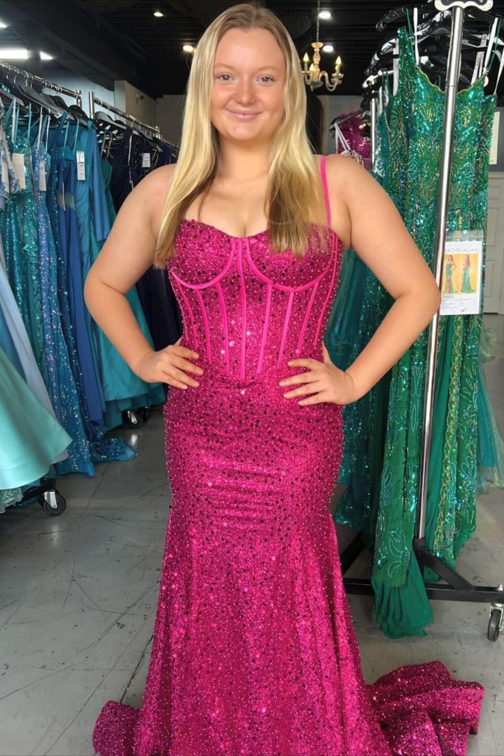 Light Blue Sequin Mermaid Long Formal Dress