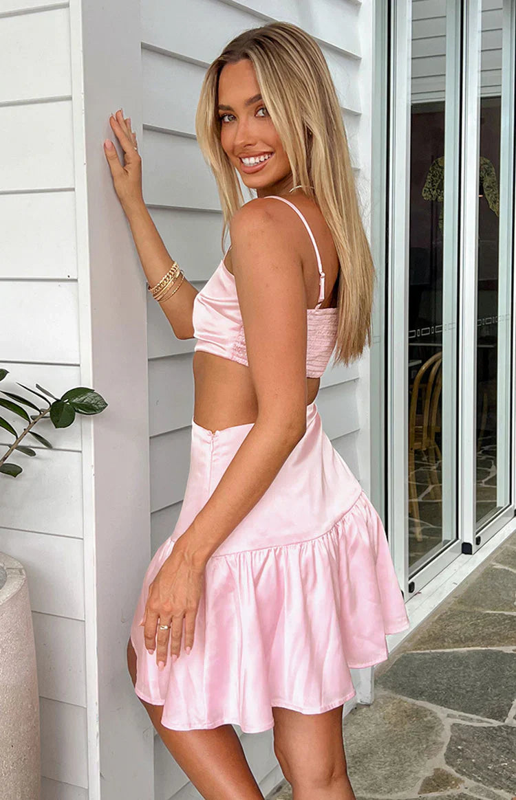 Your Fantasy Pink Satin Mini Dress