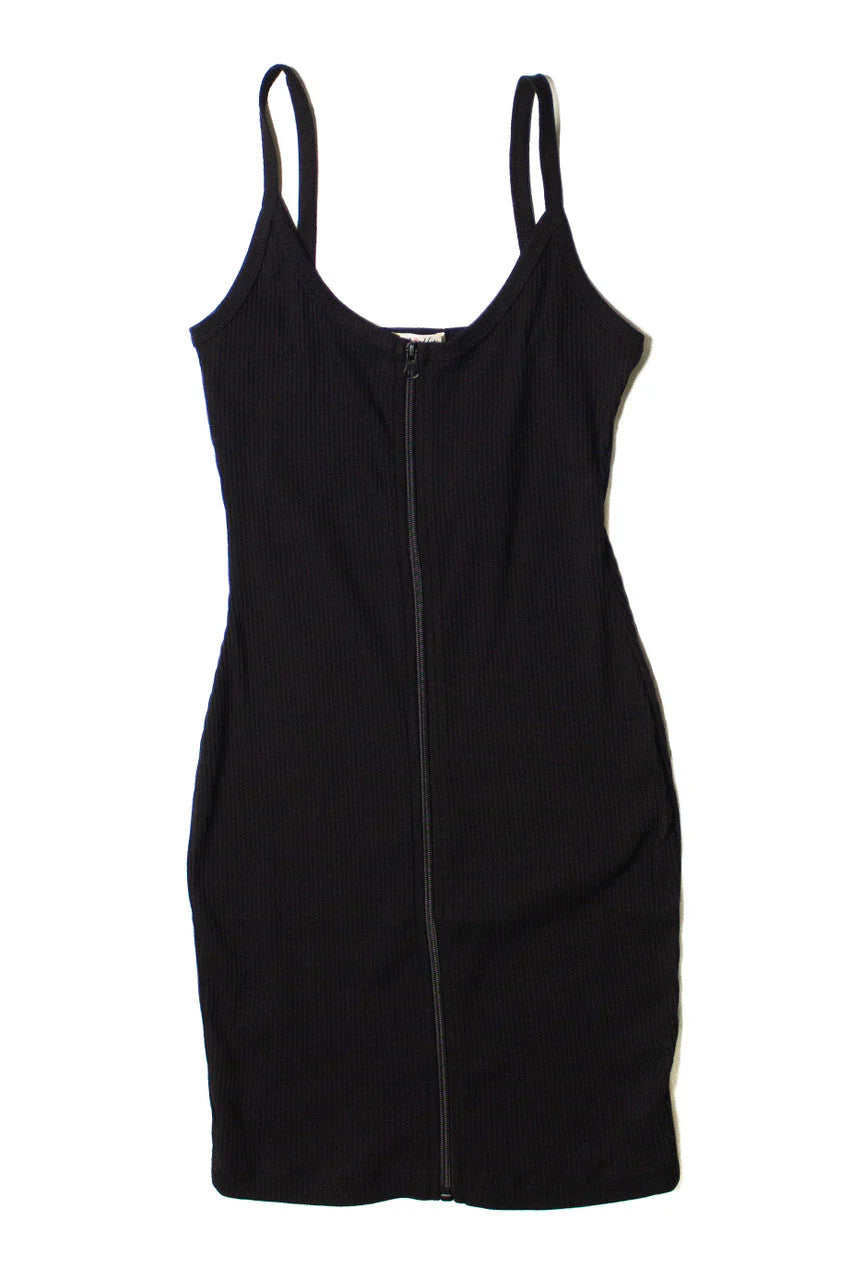 Black Zip Up Cami Dress