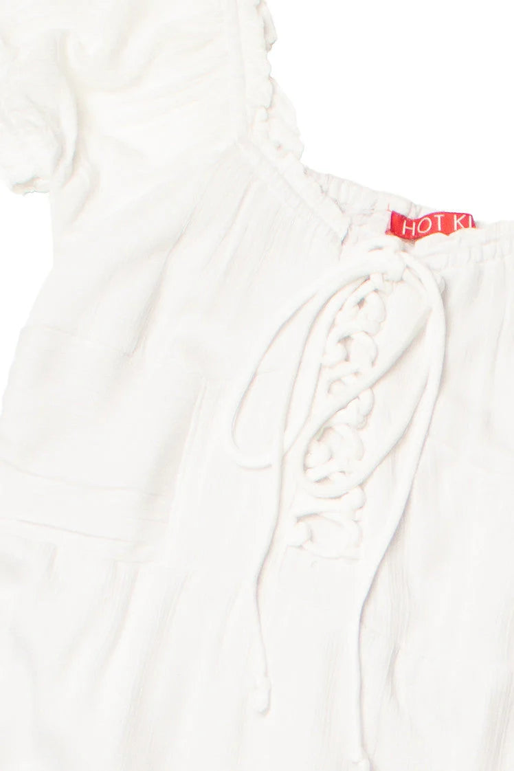 White Lace Up Milkmaid Maxi Dress