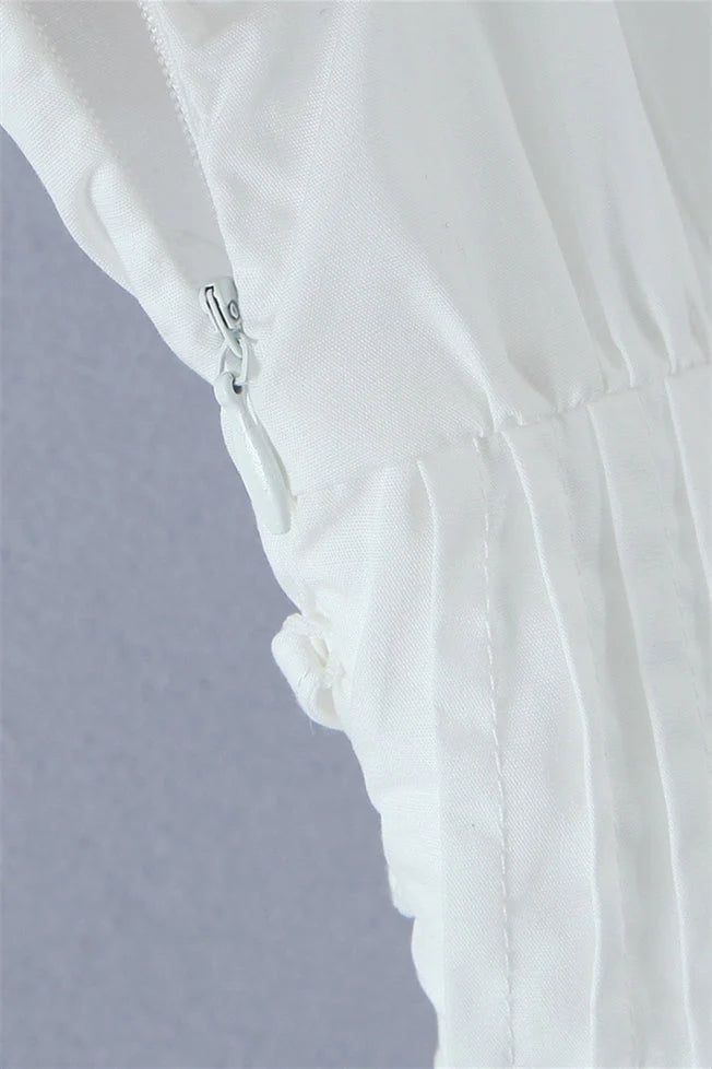 White Lace Patchwork Cotton Short Dress
