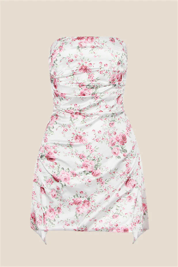 Strapless Grey Ruched Short Homecoming Dress