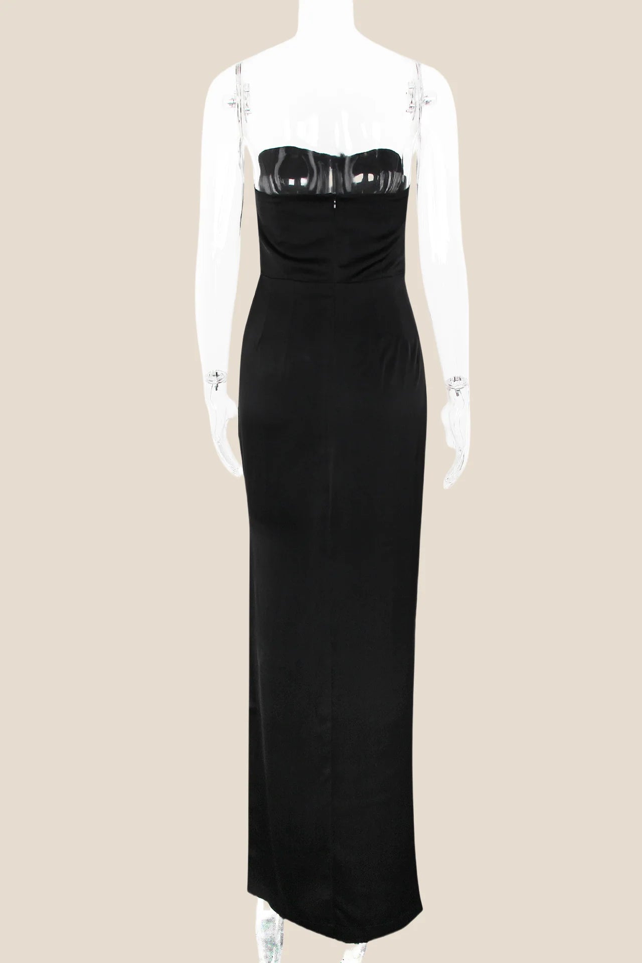 Strapless Sage Ruched Long Dress with Slit