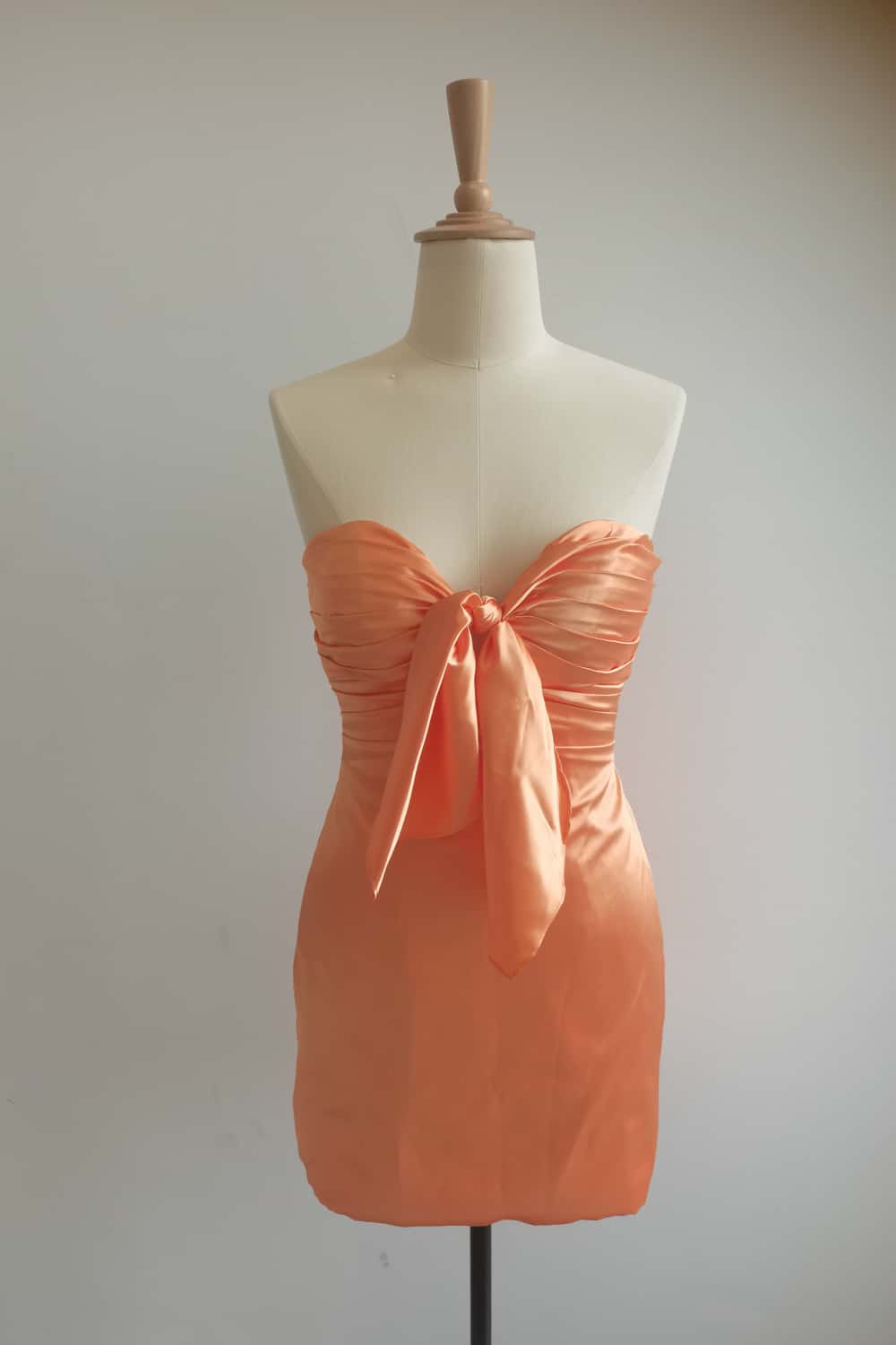 Strapless Pink Tie Front Short Dress