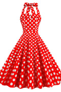 Yellow Polk Dots Halter Swing Dress