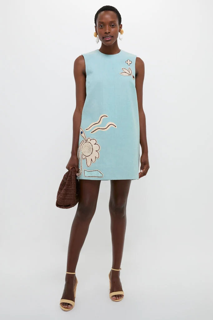 Blue Azara Raffia Mini Dress