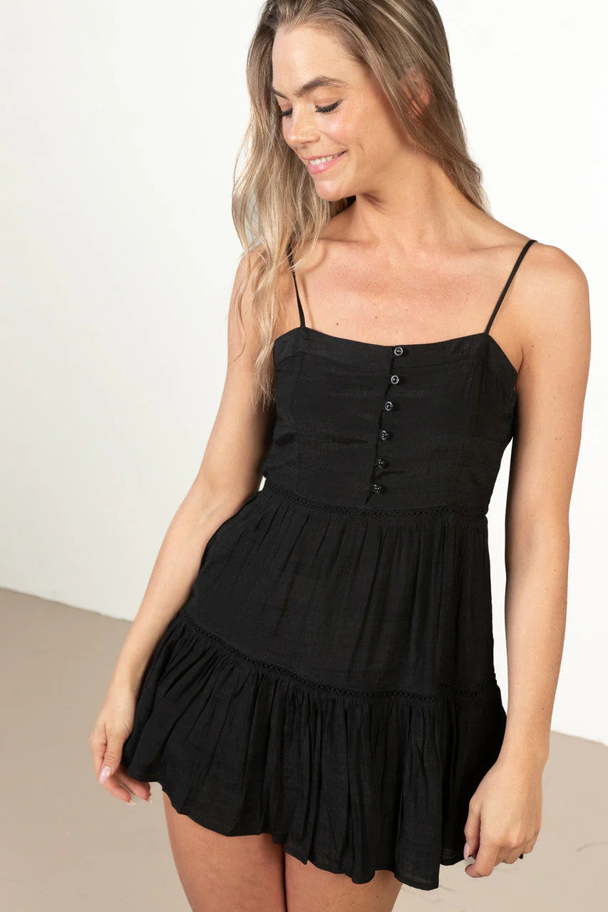 Black Ruffle Tiered Mini Dress