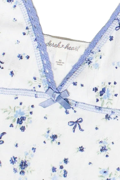 Pointelle Lace Trim Floral Dress
