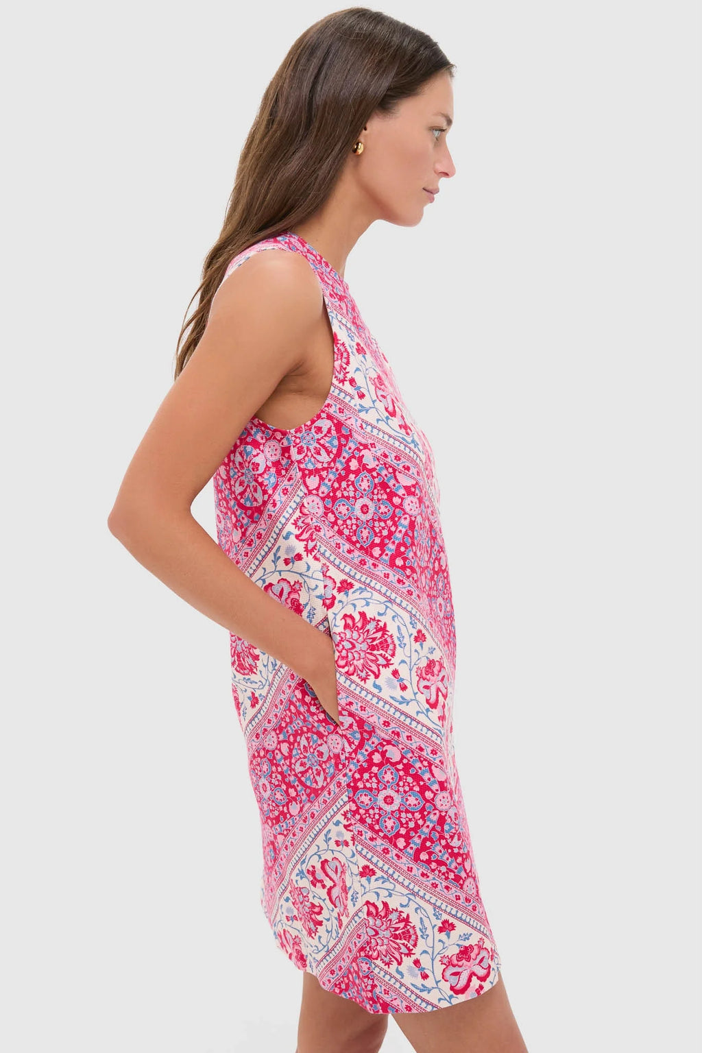 Cerise Chevron Cotton Marlowe Dress