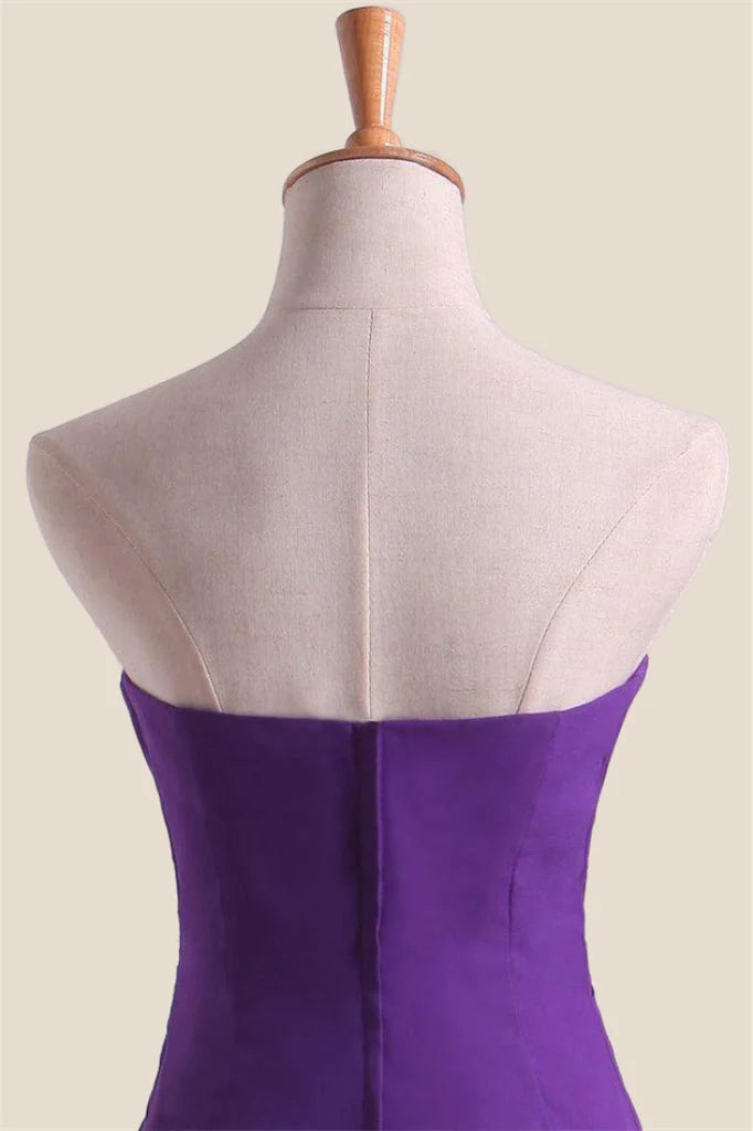 Strapless Purple Chiffon Twist Fitted Dress
