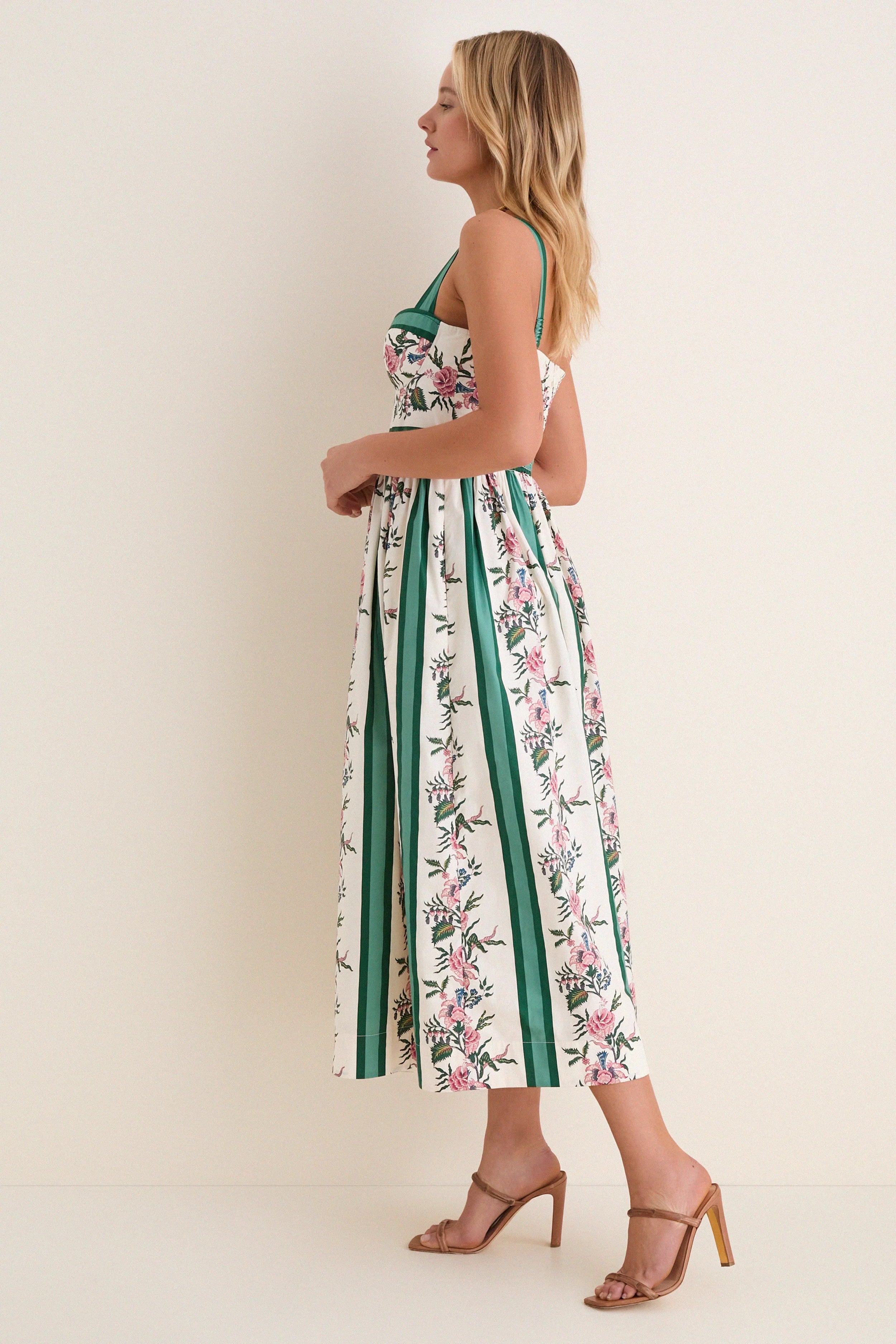 Belle Bouquet Stripe Cotton Maria Dress