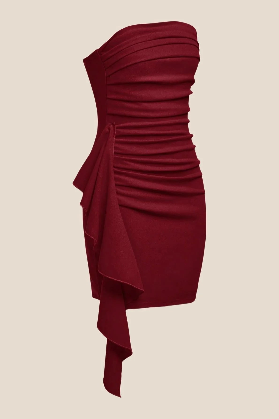 Strapless Red Bodycon Short Dress with Train