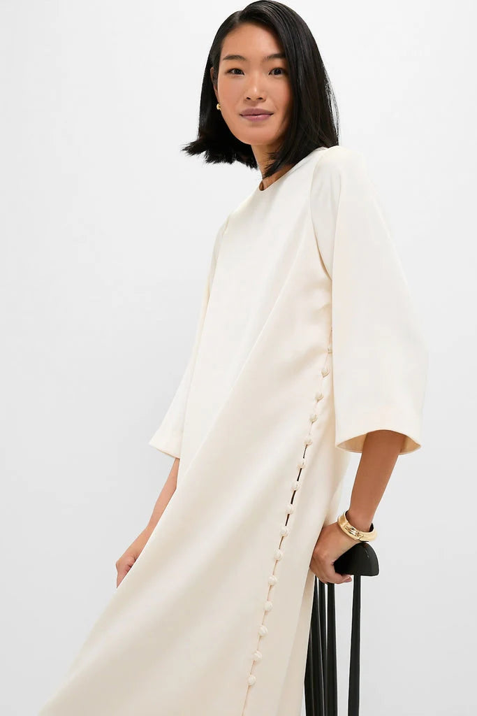 Winter White Side Button Jamie Dress