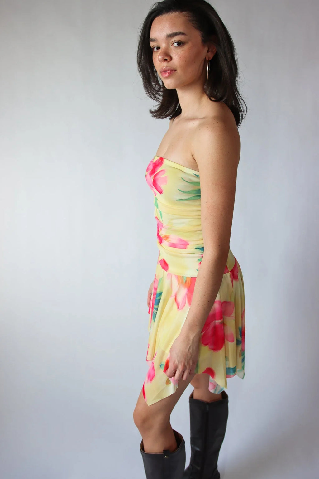 Tube Top Hanky Hem Mini Dress